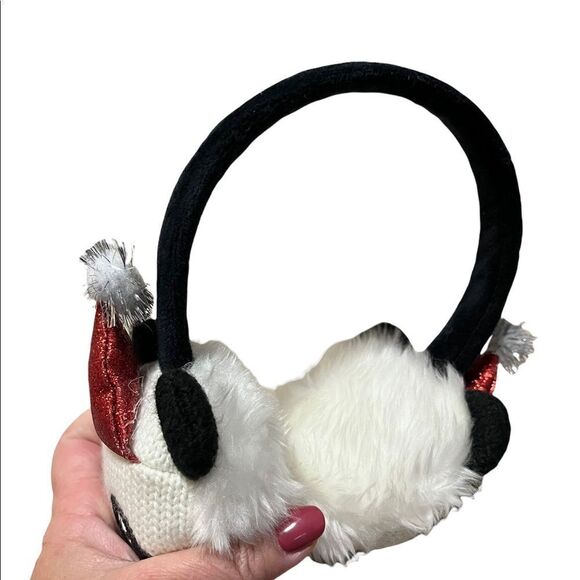 Child’s unisex faux fur and knit Panda Bear earmuffs. - Picture 2 of 5